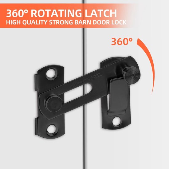 3 inch inklapbare schuifdeurgrendel, zware uitvoering voor privacy - matzwart - voor schuifdeuren, kasten, hekken - 2 stuks — afbeelding 5