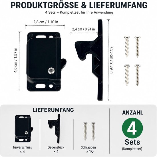 Sluitsysteem voor kasten, 4 stuks — afbeelding 2