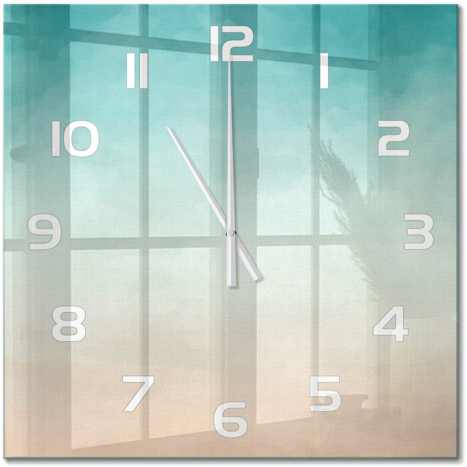 TULUP Wandklok - Abstracte achtergrond Wandklok Glas Met Motief - 60x60 cm - Veelkleurig Decoratieve Glazen Klok - Witte handen - Vierkante Klok - Gekleurde Glazen Klok - Glazen Klok Met Print