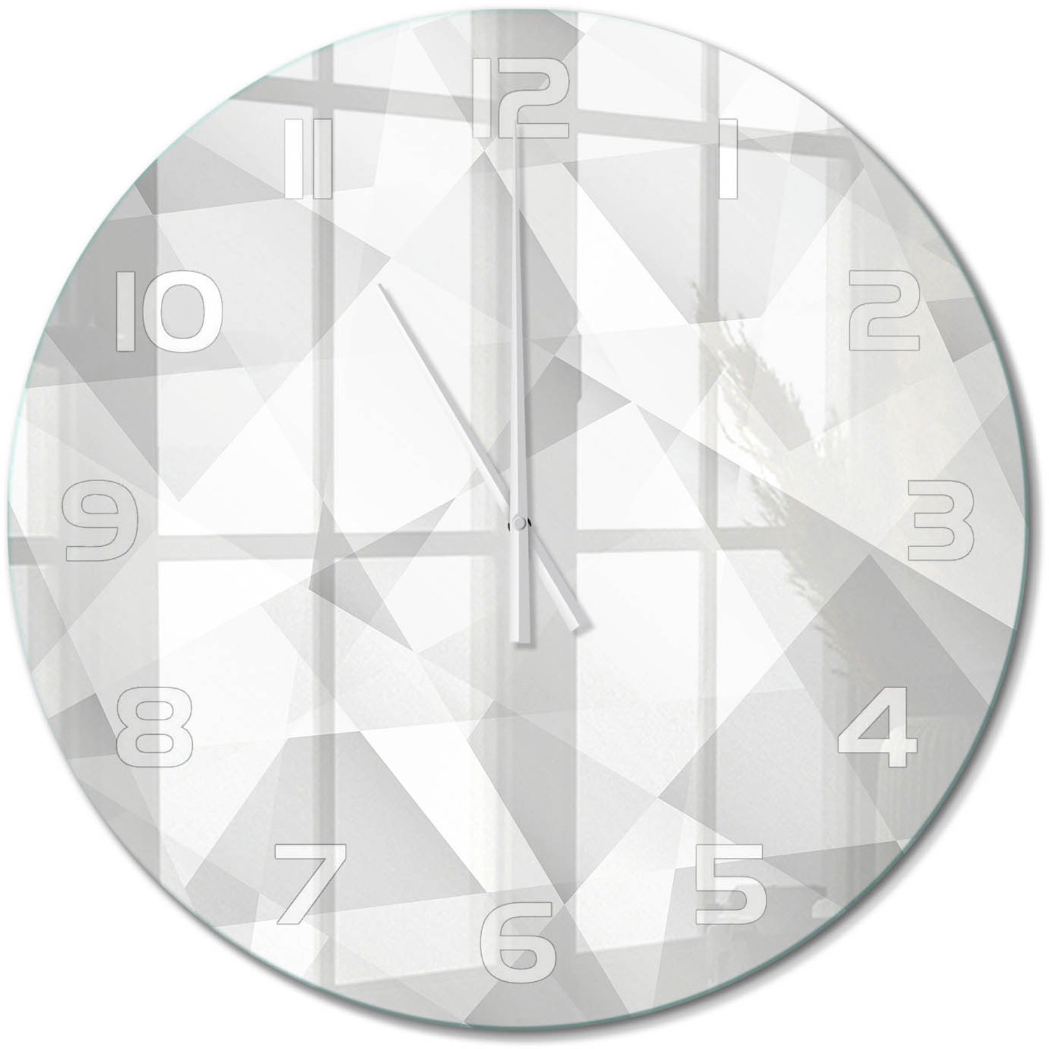 TULUP Wandklok - Abstracte achtergrond Glazen Klok Met Print - fi60 cm - Grijs Wandklok Glas Met Motief - Witte handen - Ronde Klok - Wandklok Glas Decoratie - Gekleurde Glazen Klok