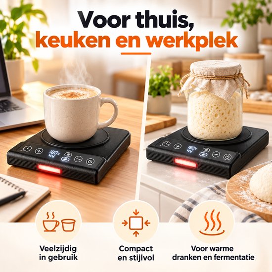 Warmhoudplaat - 2-in-1 Fermentatieverwarmer - Koffiewarmer - Zwart — afbeelding 2