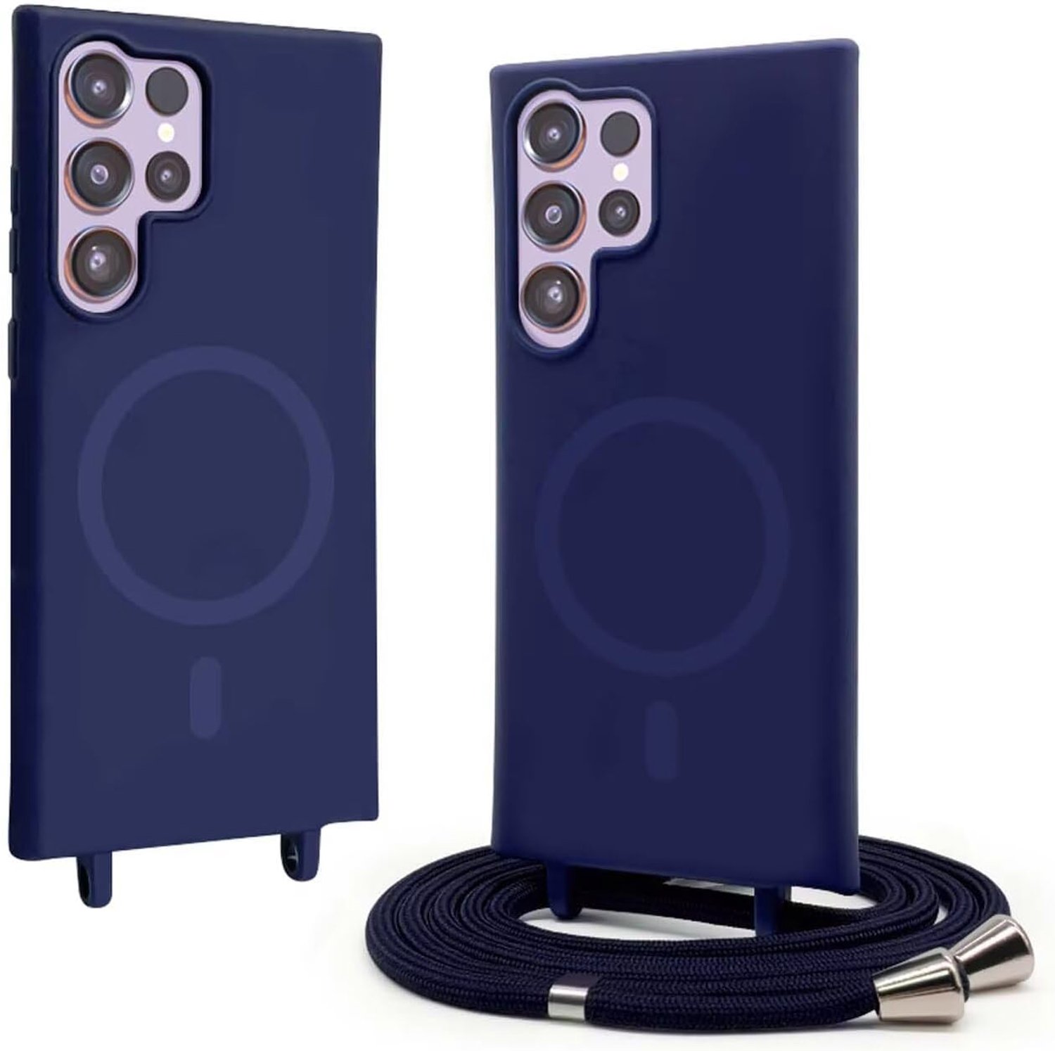 Smartphonehoesje voor Samsung Galaxy S23 Ultra met koord, magnetisch, blauw