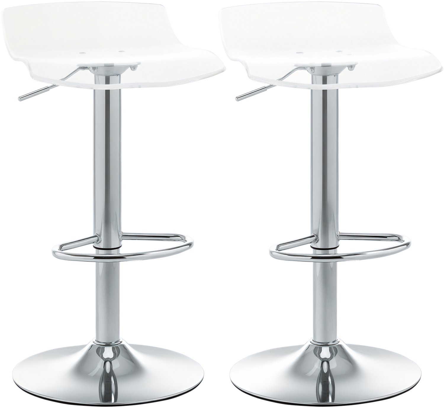 Lunpog Set barkrukken - 2 barkrukken - Acryl zitting - 360° draaibaar - In hoogte verstelbaar - Met voetensteun - Transparant Transparent