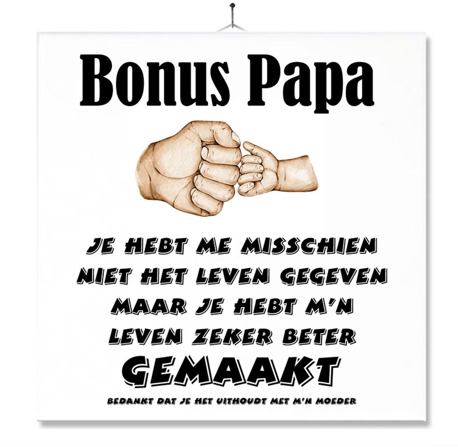 MC Living Tegel Met Opdruk | Bonus Papa | Cadeau | Inclusief Geschenkdoos | Standaard | Ophangsysteem Multi-Color