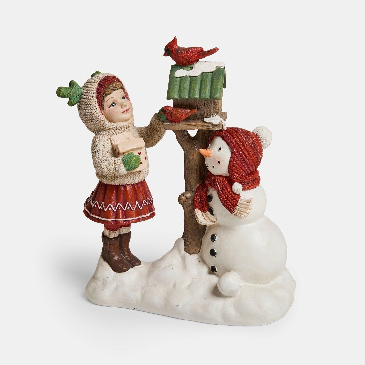 Loberon Decoratief kindje met vogelhuisje Irenja rood/groen/wit