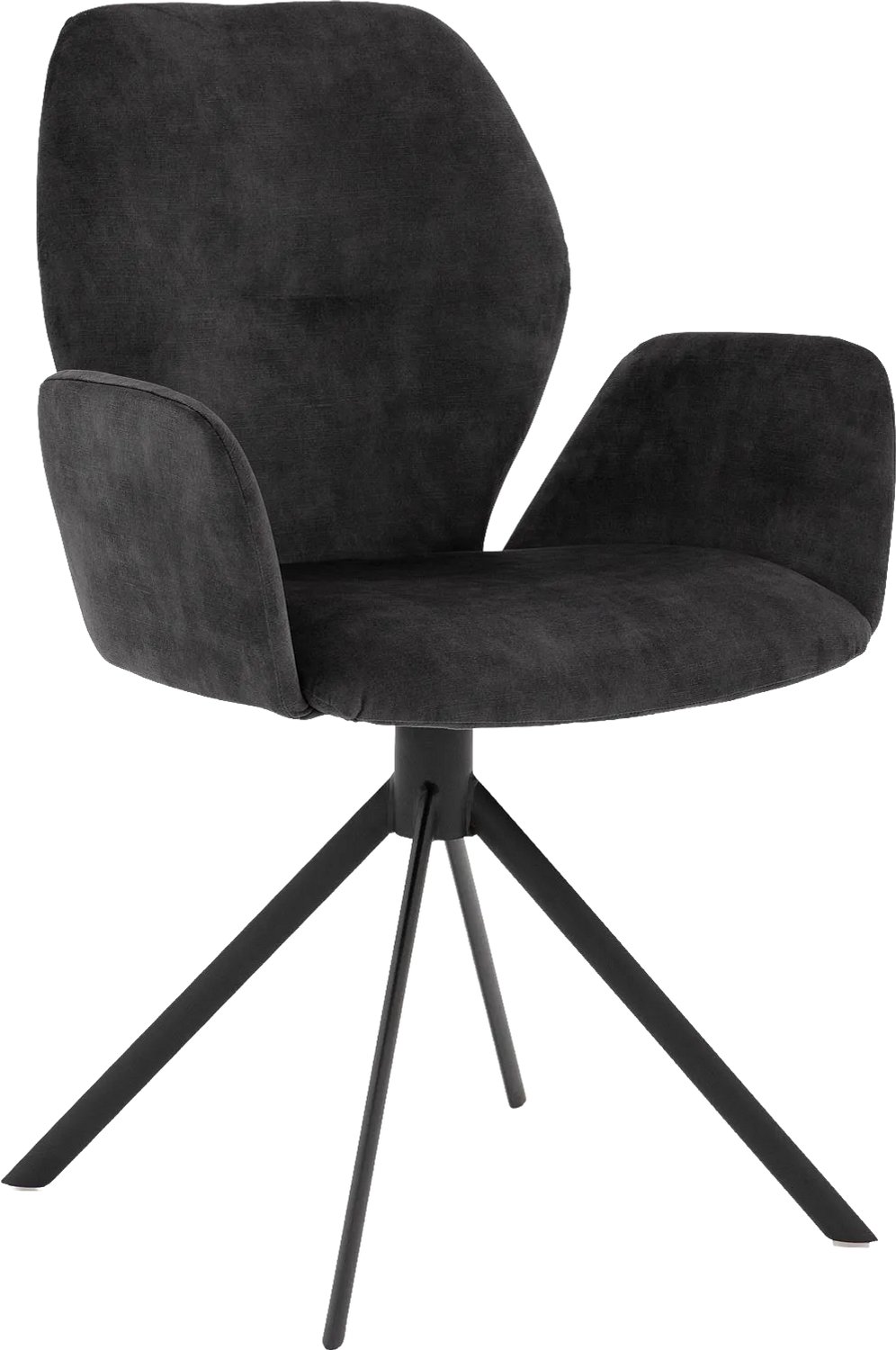 Goossens Eetkamerstoel Hera - Grijs - Stof - Met Armleuning velvet antraciet 67
