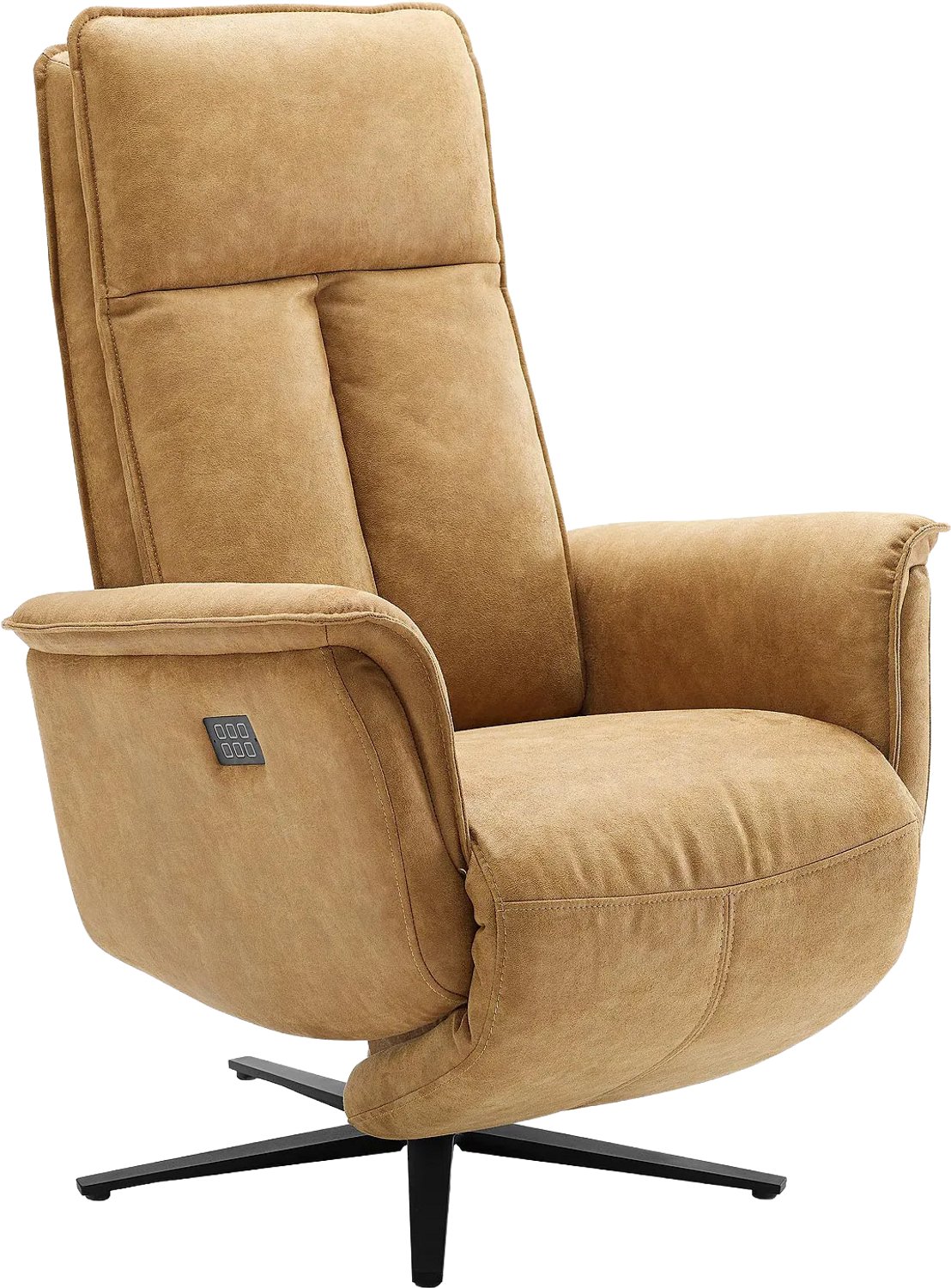 Goossens Relaxstoel Odyssey - Micro Leer - Bruin - Draaibaar - Met Armleuning