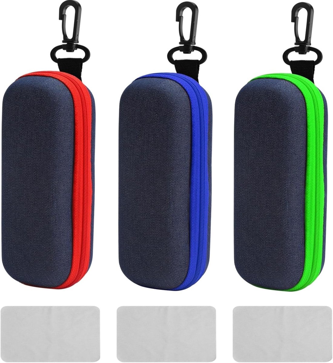 Set van 3 Denim Brillenhoezen - Stijlvolle Hardcase voor Zonnebrillen en Optische Brillen
