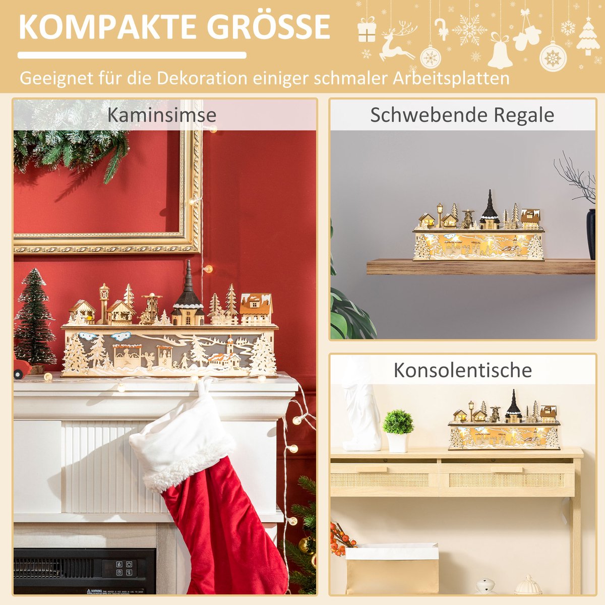 HOMCOM Kerstdorp met LED-verlichting 830-516V00 – foto 4
