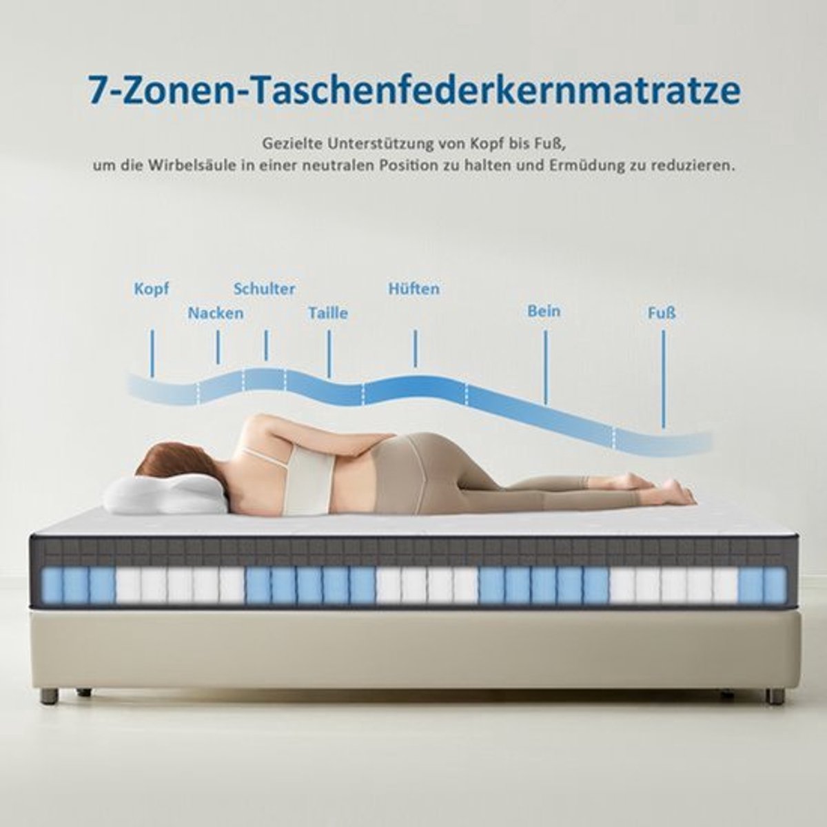Zakveringmatras 25 Cm H3 - 7 Zones Orthopedisch - Diatomschuim Matras - 33.2 Kg Gewicht - Voor Goede Lichaamsondersteuning