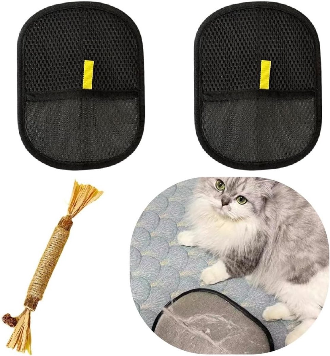 Dubbelzijdige magnetische haarhandschoenen voor huisdieren, 2 stuks, herbruikbaar en ideaal voor het verwijderen van dierenharen en verzorging van katten