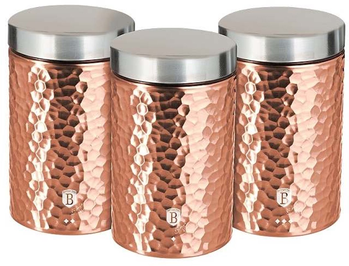 Voedselbewaarbakjes, set van 3 stuks, Primal Rosegold Metallic Line