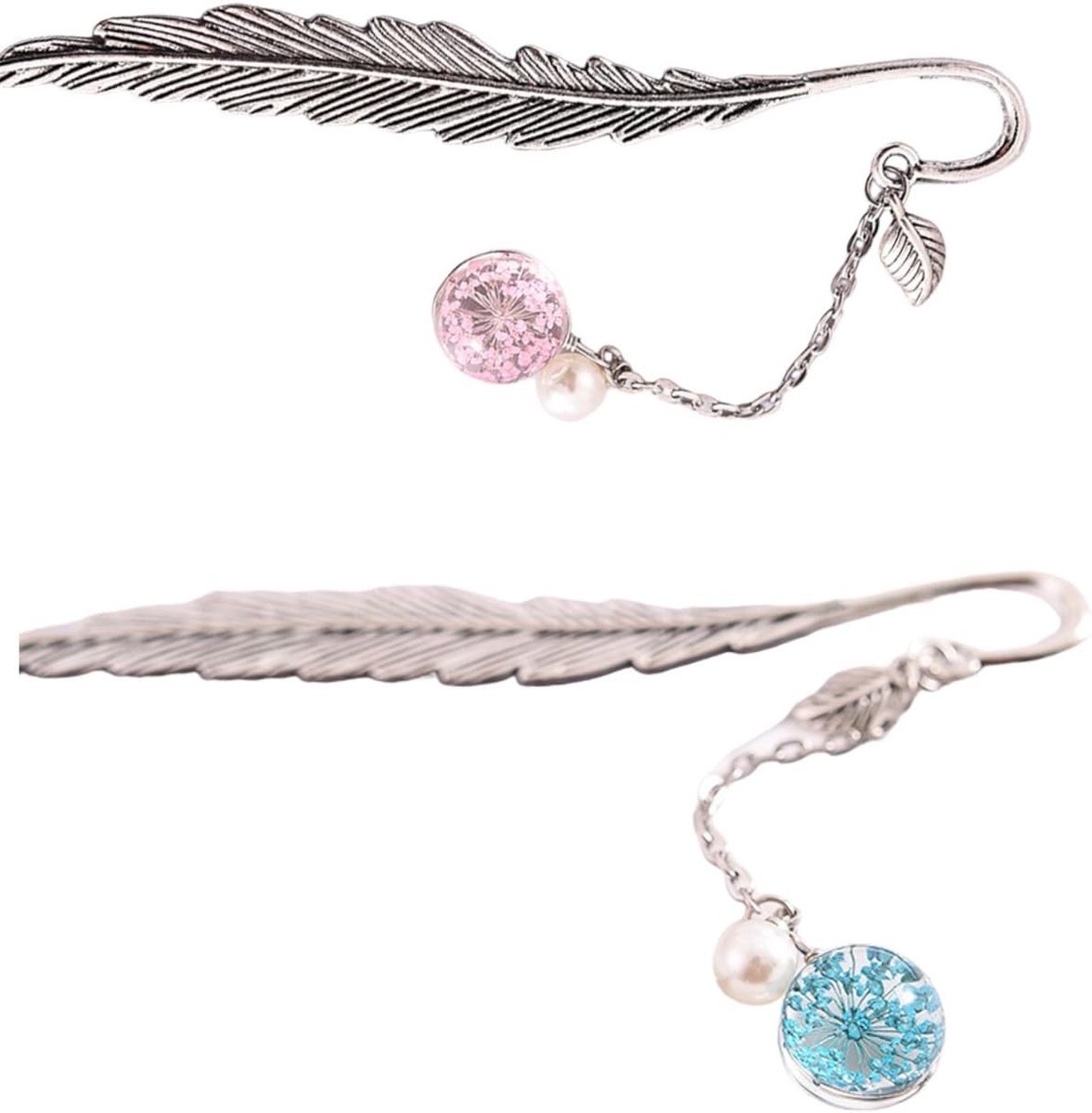 Metalen Boekenleggers met Veer en Kristal Hanger - Persoonlijke Cadeaus voor Vrouwen, Zussen en Boekenliefhebbers - Perfect voor Moederdag en Verjaardagen