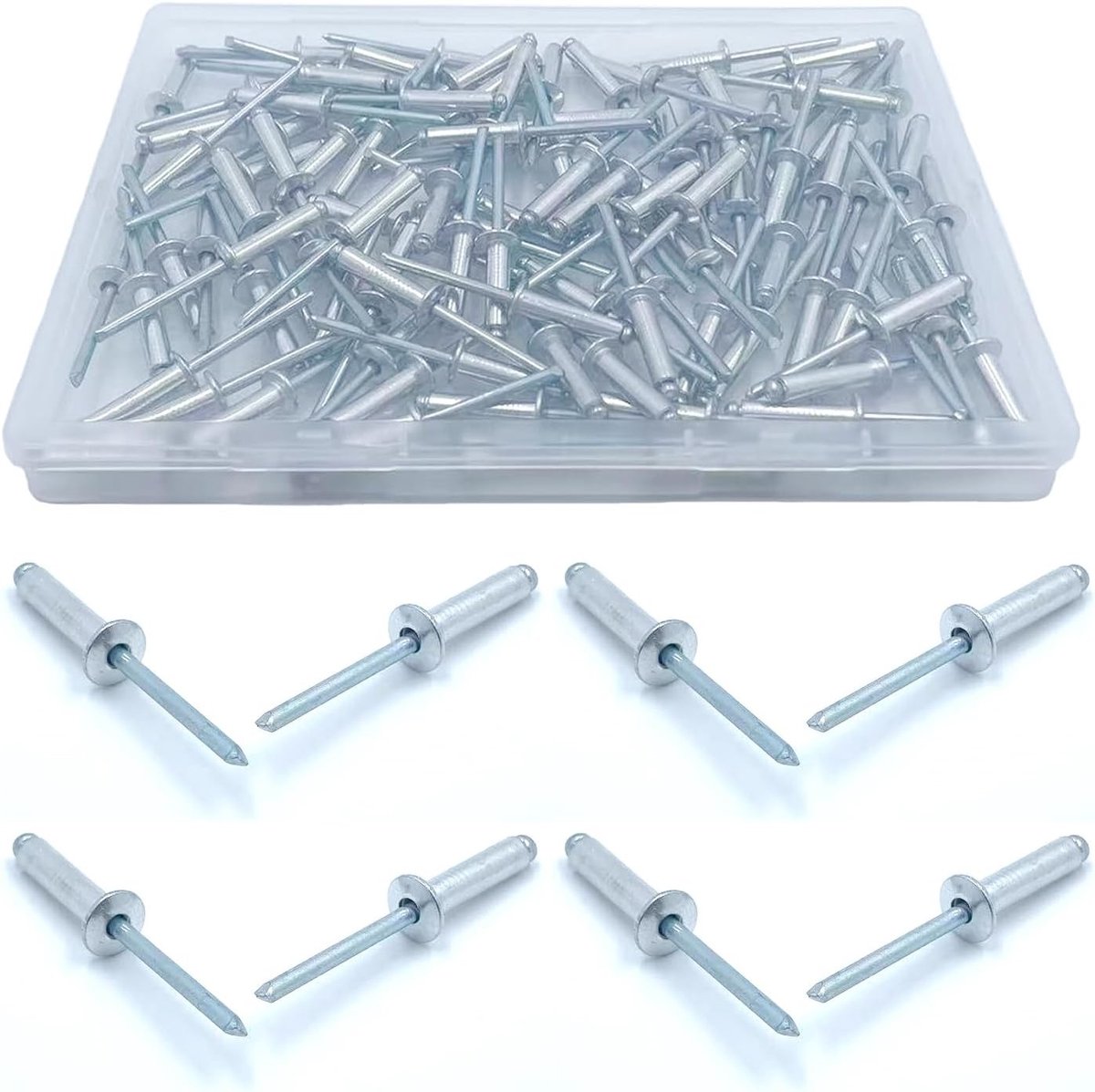 Set van 60 Aluminium Blindklinknagels 4.8 x 18 mm, Grote Flens Popklinknagels voor Voertuigen, Meubilair en Mechanische Apparatuur
