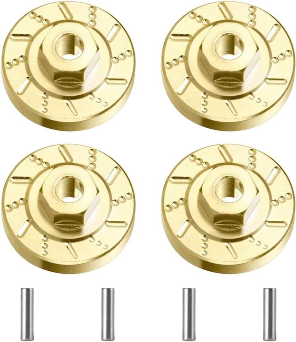 4 Sets Heavy Duty Brass Weight Hex Adapters voor RC Crawler - Upgrade voor Stabiliteit en Prestaties
