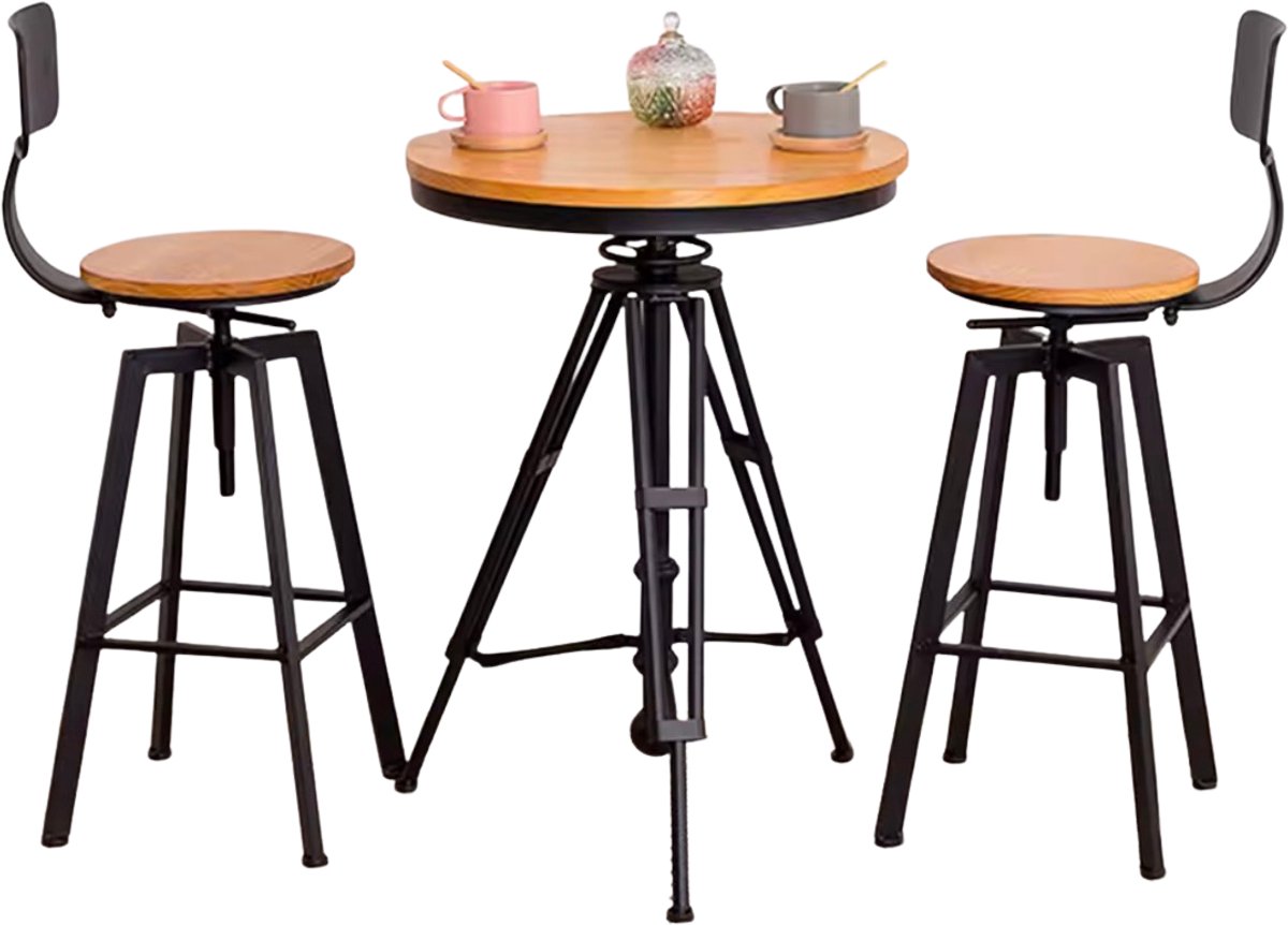 Mura Krukken - Barkruk - Eetkamerstoel - Barstoel - Barkrukken - Bartafel - Set Van 2 Stuks - In Hoogte Verstelbaar - Zwart
