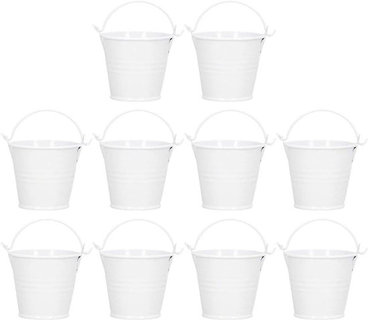 Tuinieren Emmer voor Succulenten - Set van 10, Metalen Bloempot voor Binnen en Buiten, Wit - Decoratieve Mini Vetplant Pot