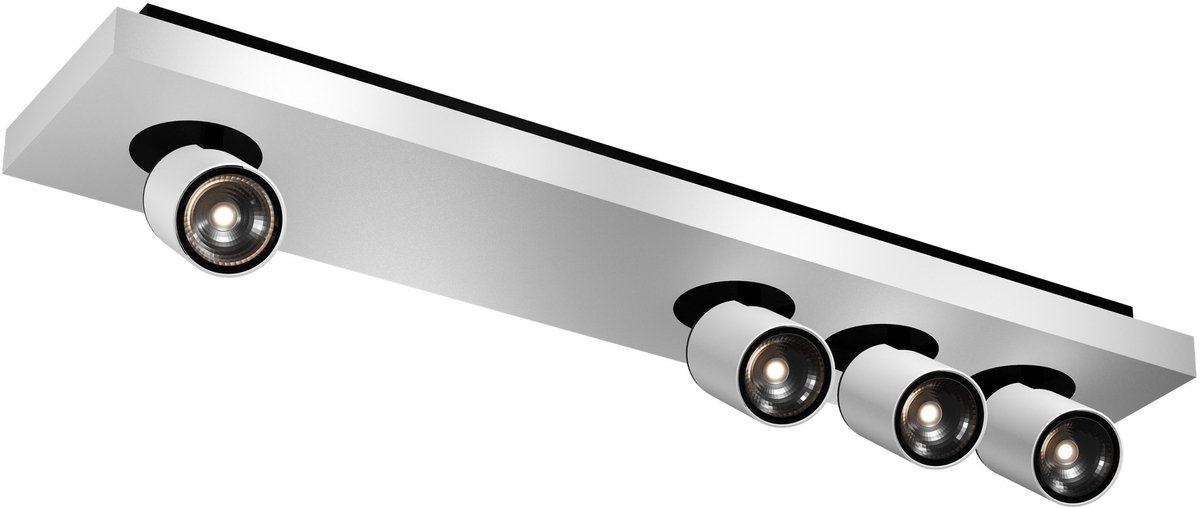 Nysit vierkante opbouwspot met 4 GU10-lichtpunten, LED 4x4,5W inbegrepen, dimbaar, staal zwart-wit, IP20