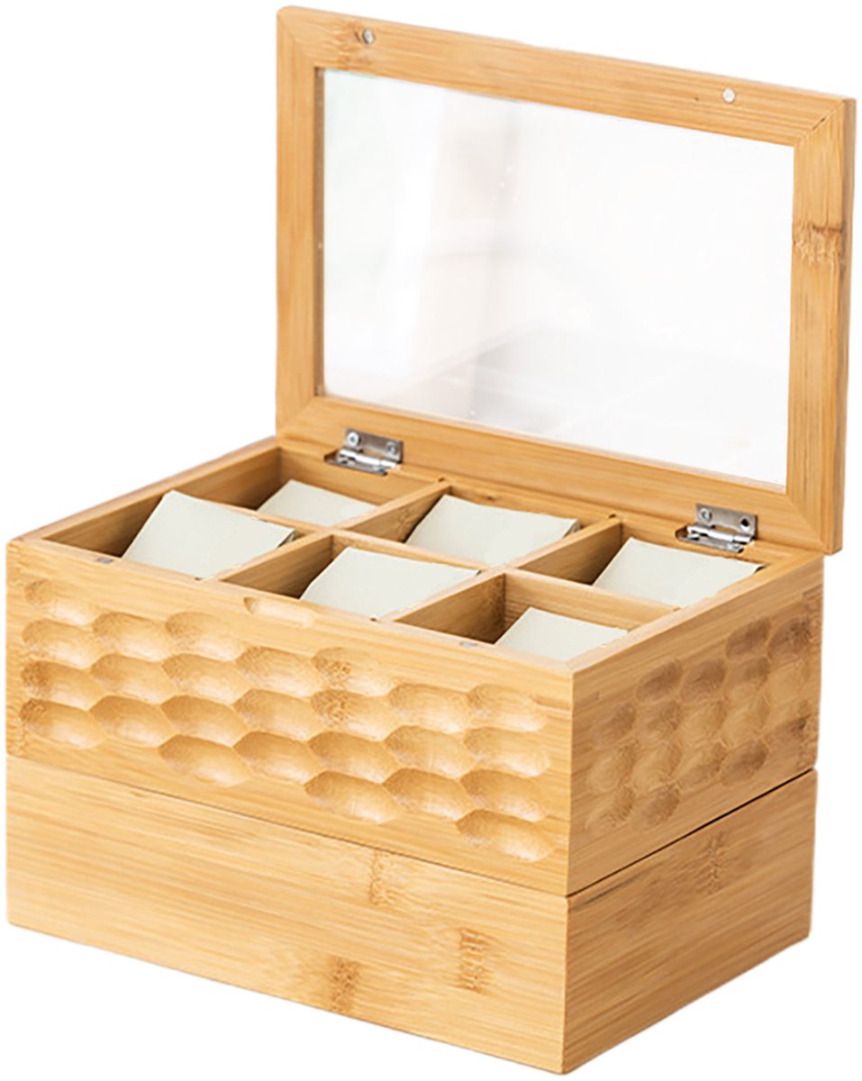 Creatorally houten theedoos - dubbellaags - voor theezakjes en koffiecapsules