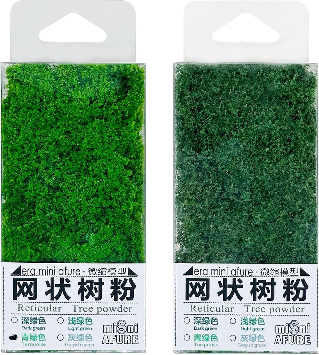 Realistische Boom Poeder voor DIY Miniatuur Model Bomen en Struiken, Perfect voor Diorama Landschappen en Creatieve Projecten, Lichtgroen en Donkergroen
