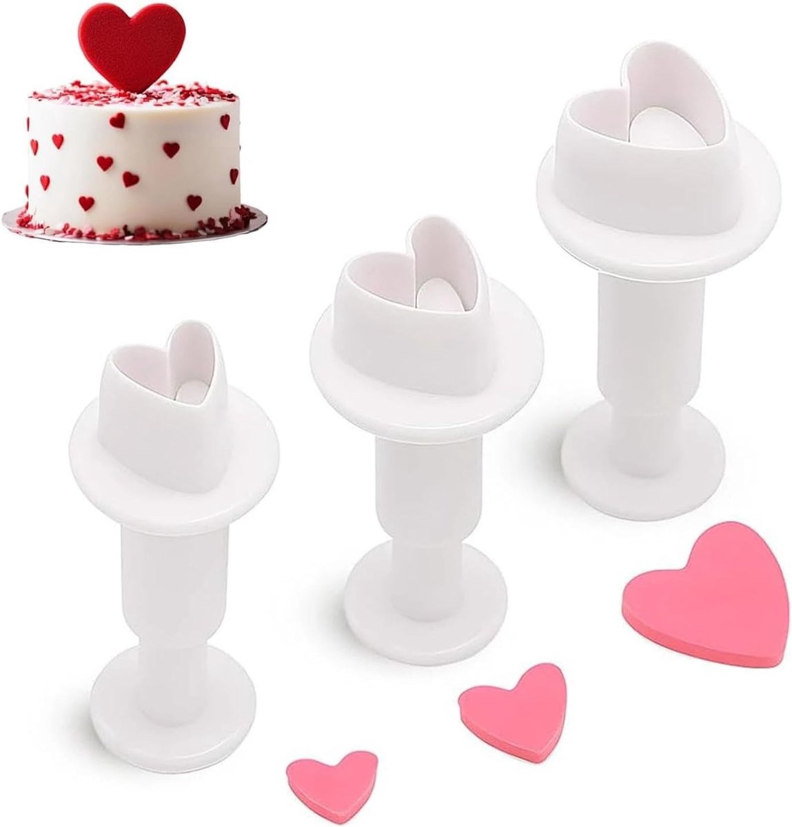 Set van 3 Hartvormige Koekjesuitsteekvormen voor Taartdecoratie, Kleine Hartjes en Veervormige Snijders voor Valentijnsdag en Feestelijke Gelegenheden