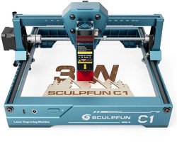 SCULPFUN C1 3W mini-lasergraveerder, 10.000 mm/min, graveergebied 150 x 130 mm, 0,04 mm ultrafijne gecomprimeerde laserpunt, effectieve filtering van 100-500 nm