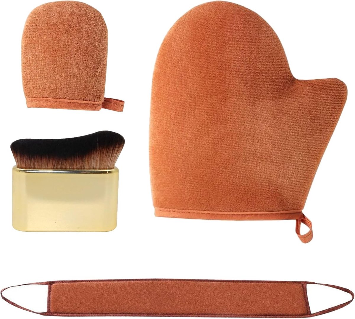 Complete Set voor Zelfbruinen: 4-delige Applicator Set met Handschoenen en Borstel voor Perfecte Tan op Lichaam en Gezicht