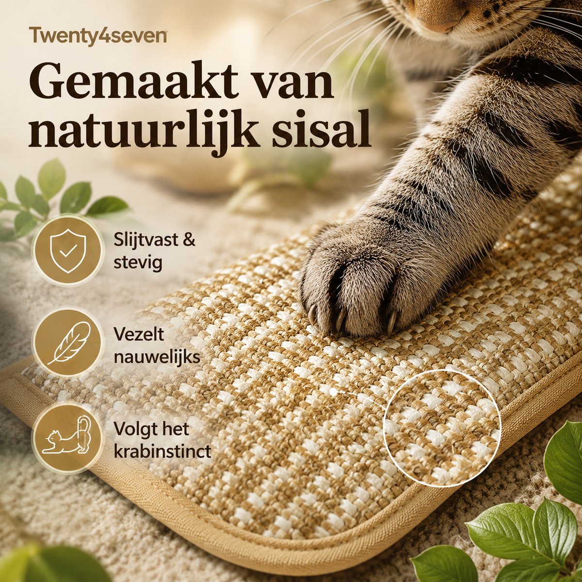 Twenty4seven® Kattenspeelgoed Krabkussens 2 Stuks - Sisal Kattenspeeltjes met Catnip & Kattenkruid - Interactief voor Katten & Kittens thumbnail 5