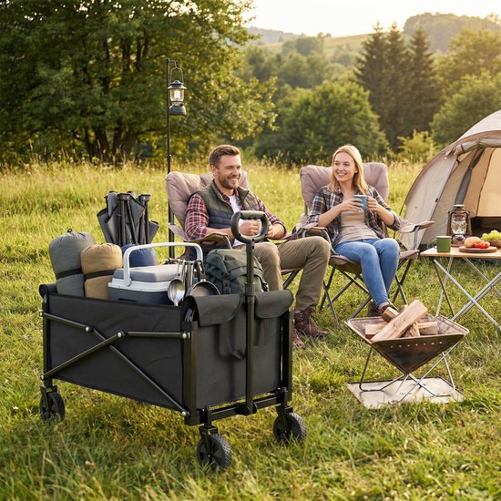 Outsunny Campingkar-Metaal, Oxford-stof-78L x 47,5B x 93H cm-Zwart van Merkloos — afbeelding 2