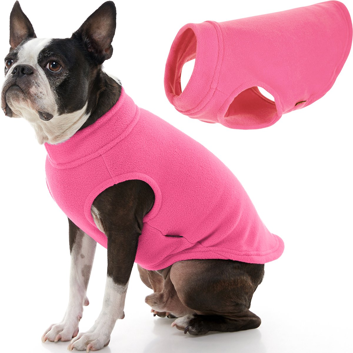 Gooby Stretch Fleece Vest Hondenjas - Warme hondentrui voor kleine honden - Roze - Medium
