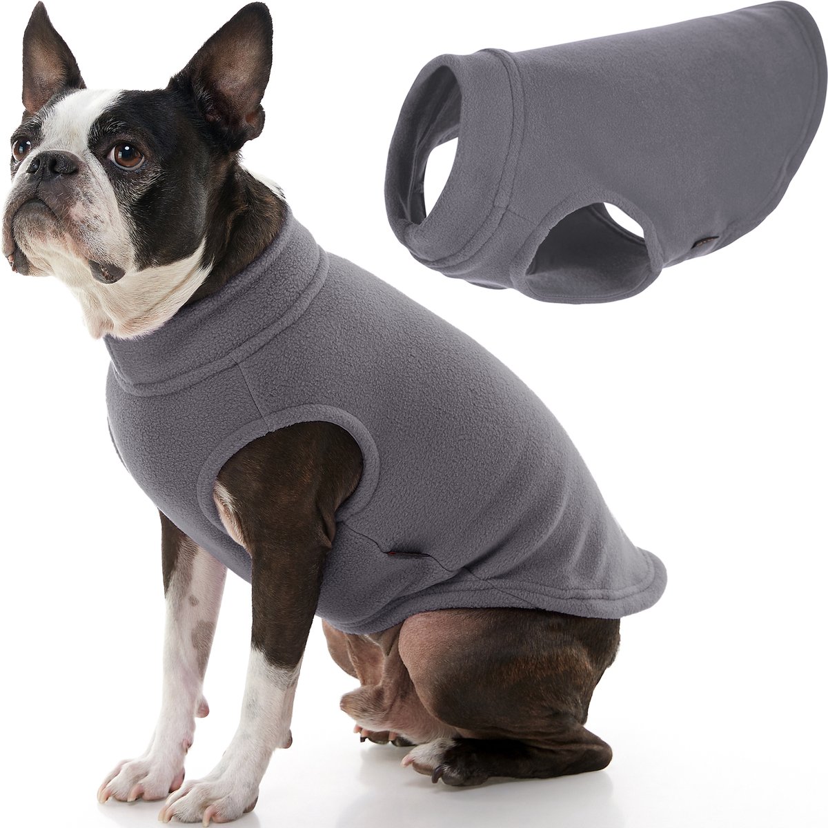 Gooby Stretch Fleece Vest Hondenjas - Warme hondentrui voor kleine honden - Grijs - Large