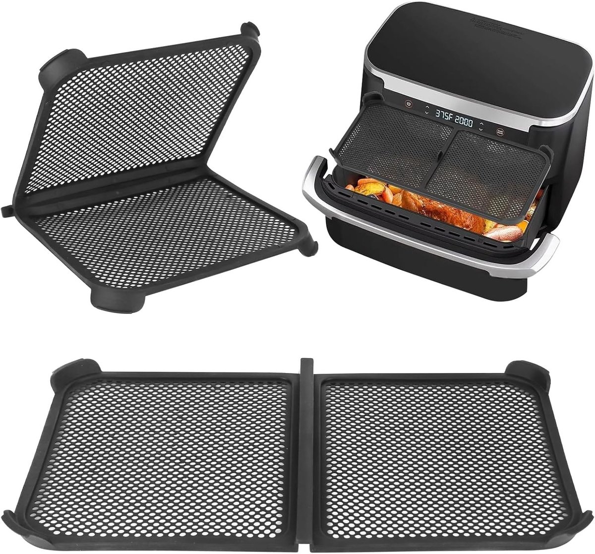 Vouwbare Siliconen Spatbescherming voor Airfryer, Herbruikbaar en Effectief, Keukenaccessoires voor Vetspatten en Oliebescherming