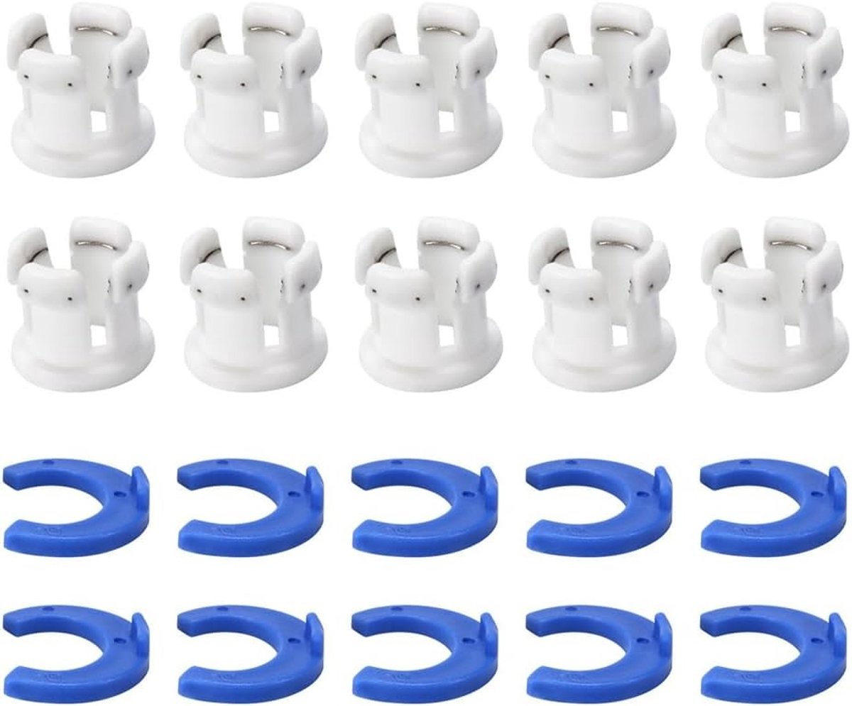 10 Sleeve Tube Fitting Collet voor 3D Printer Extruder - Klem en Bevestigingsset voor 6MM Snelle Koppeling, Blauwe en Witte Kleur, Ideaal voor 3D Printen en Onderhoud