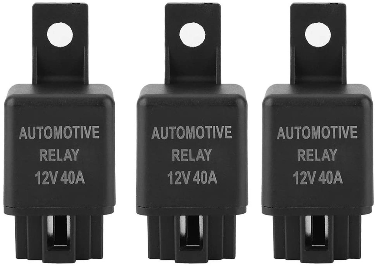 4-delige 12V DC 40A relais set voor airconditioning, ventilatoren en mistlampen met 6mm montagegaten