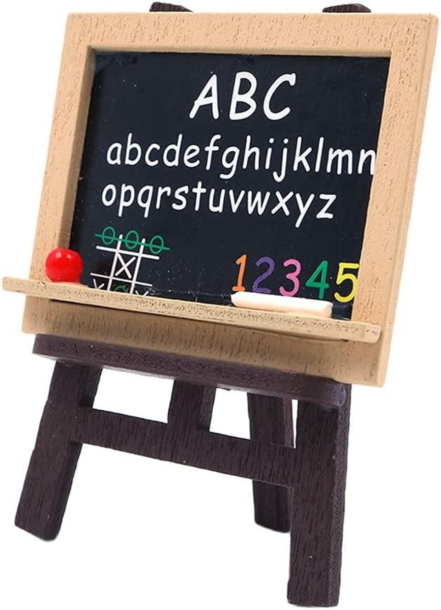 Miniature Decoratie Accessoires voor Poppenhuis - Houten Easel, Schoolbord en Kunstbenodigdheden voor 1:12 Miniaturen Speelset