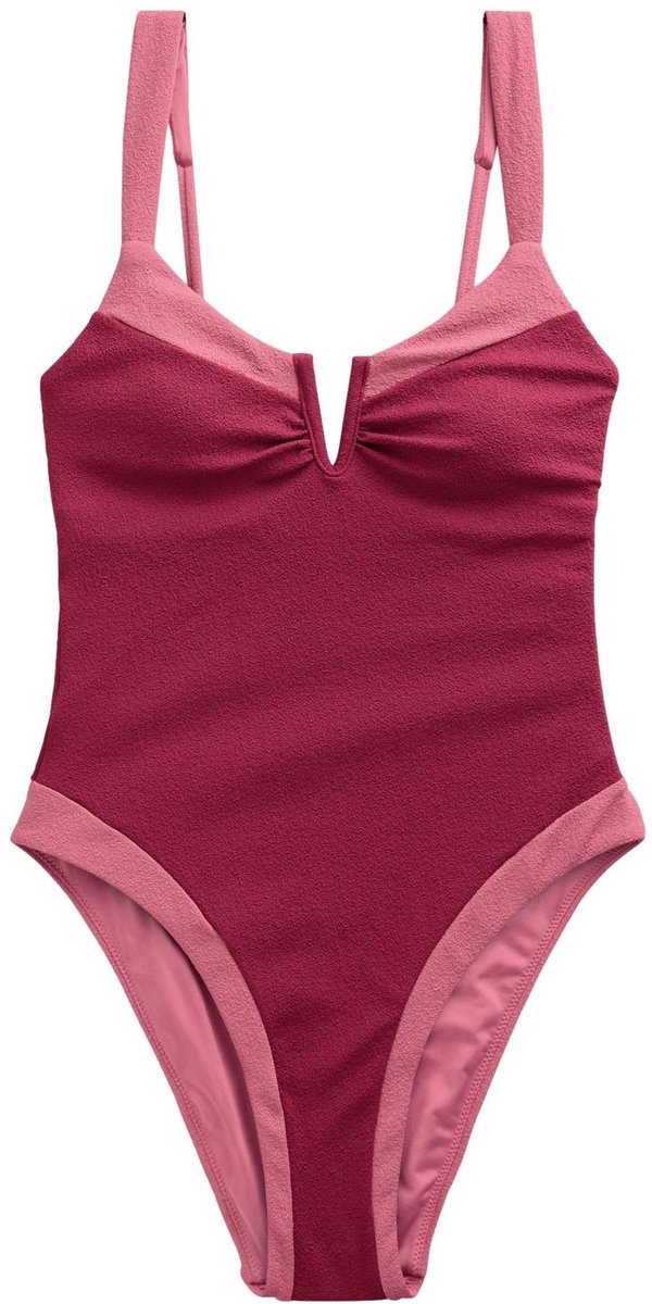 Next - Dames - Buikcorrigerend badpak met textuur - Rood