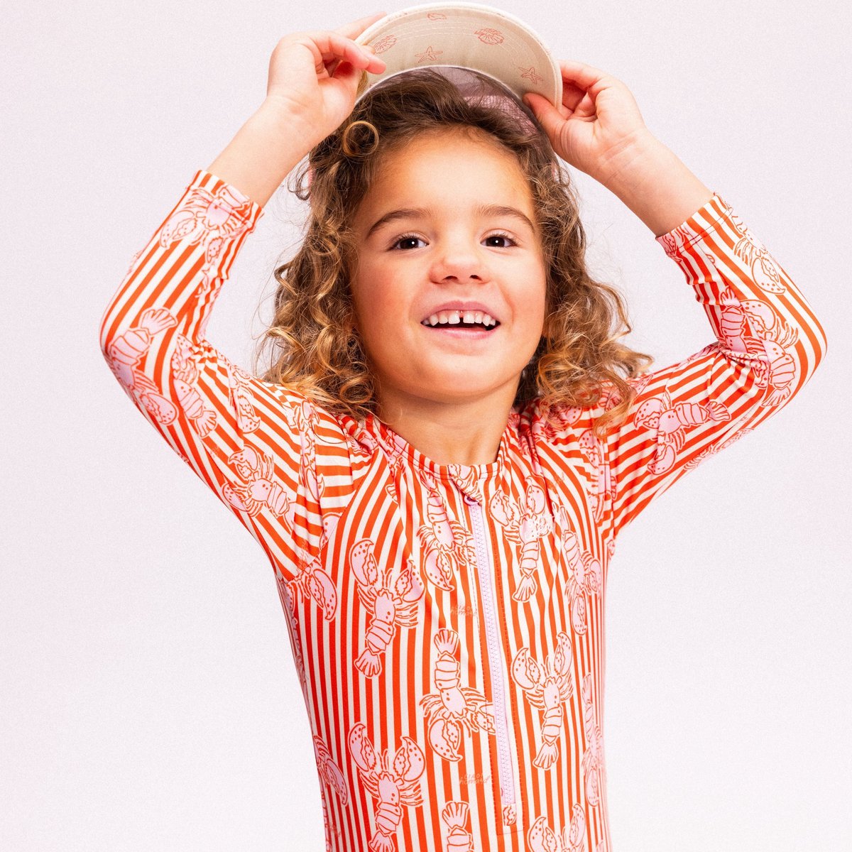 Swim Essentials UV Badpak Meisjes Met Lange Mouwen - Rood - Lobster Bay - 122/128