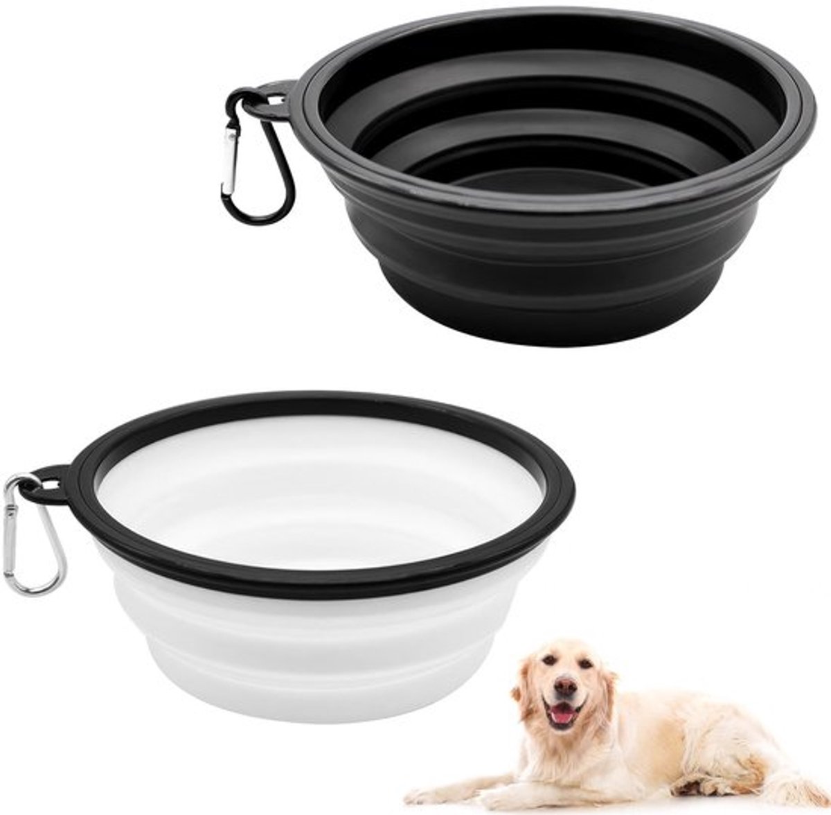 Jhubers- Voederbak Set van 2 - Opvouwbaar - Draagbaar - BPA-vrij Silicone