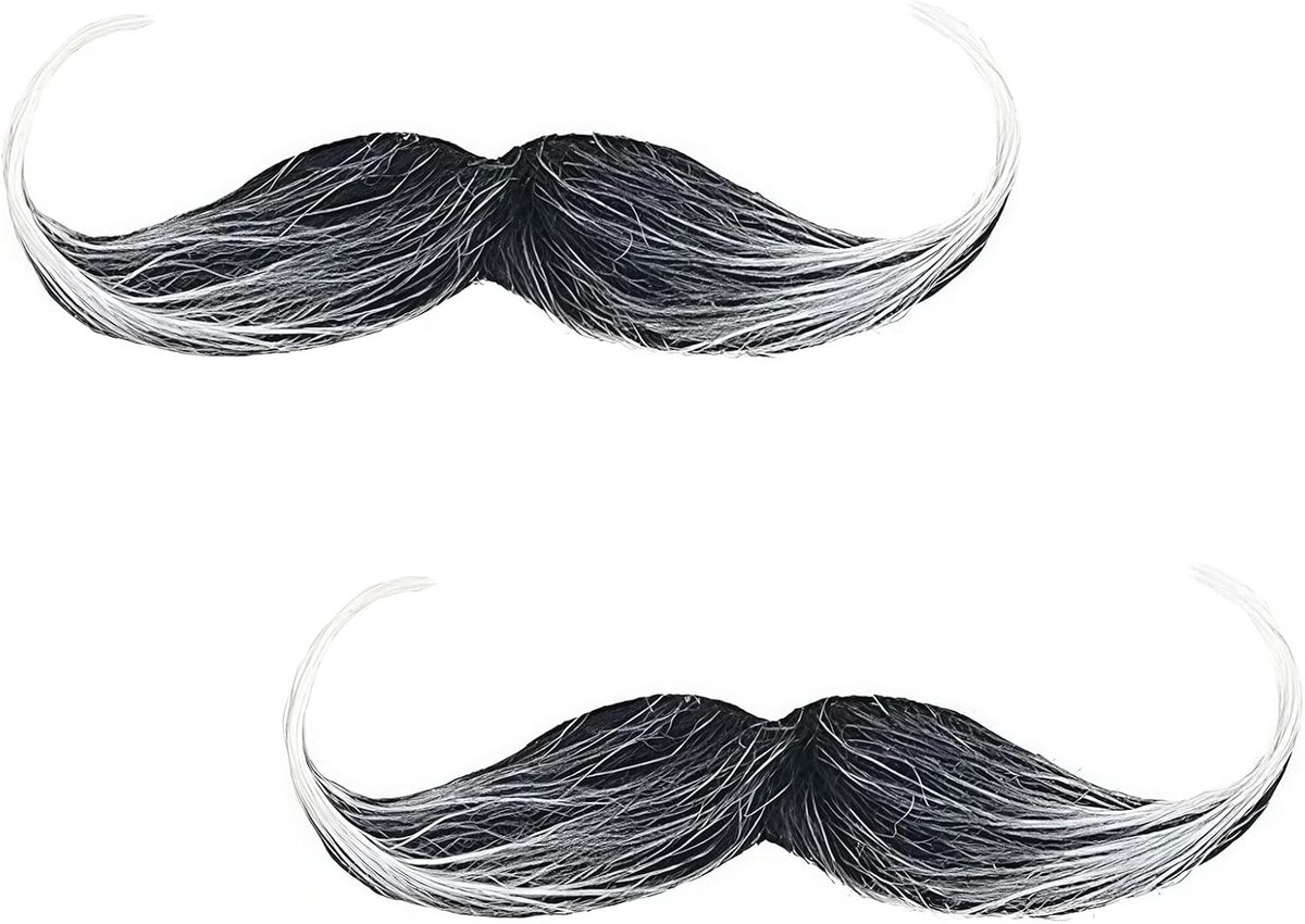 Set van 2 Realistische Zwarte Neppetjes voor Mannen, Perfect voor 70s Kostuums, Feestaccessoires en Verkleedpartijen
