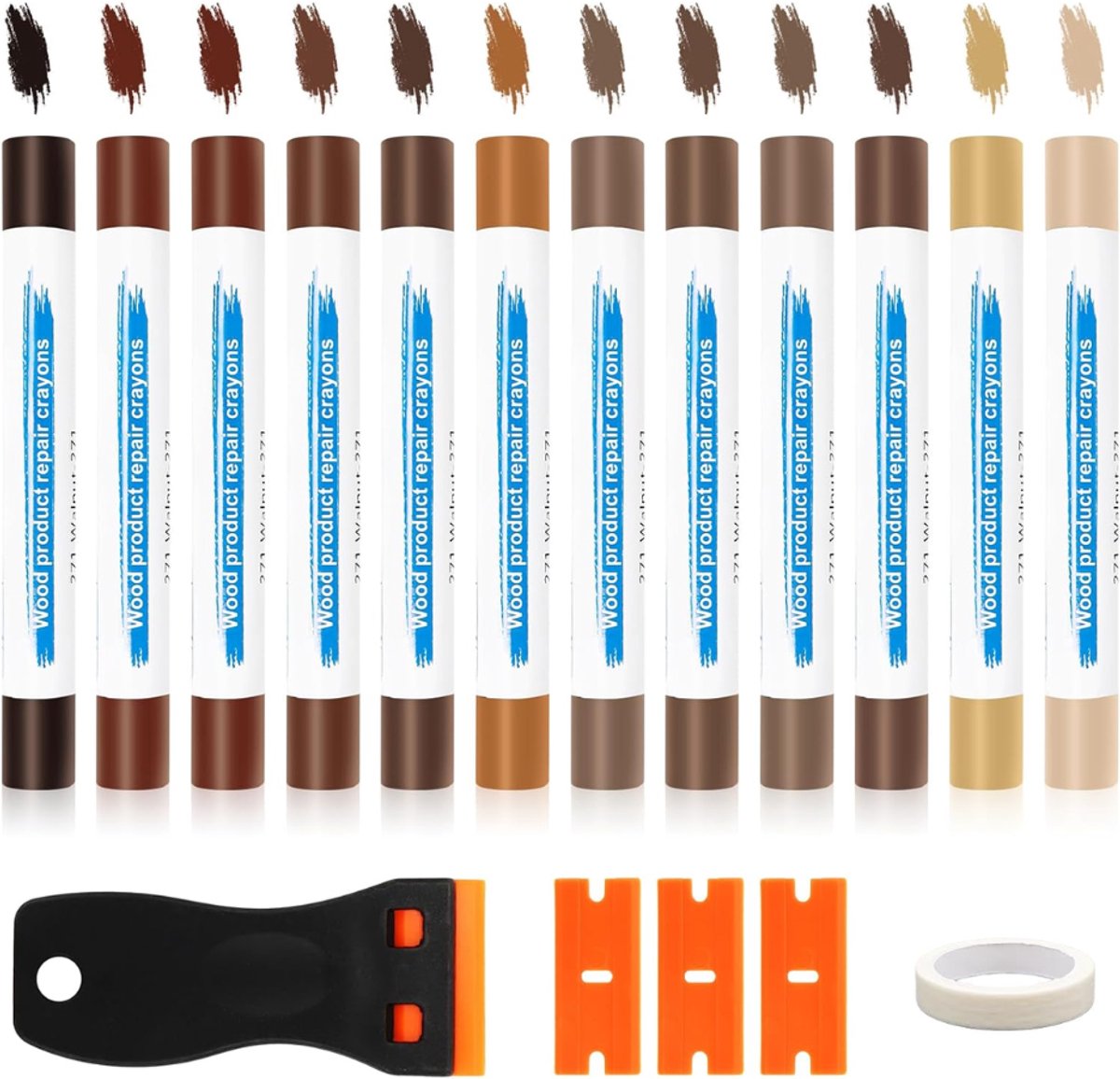 DYVNS® Laminaat en Parket Reparatieset - Vloeren Repareren - Krasreparatie - Houtvuller - 12 Kleuren