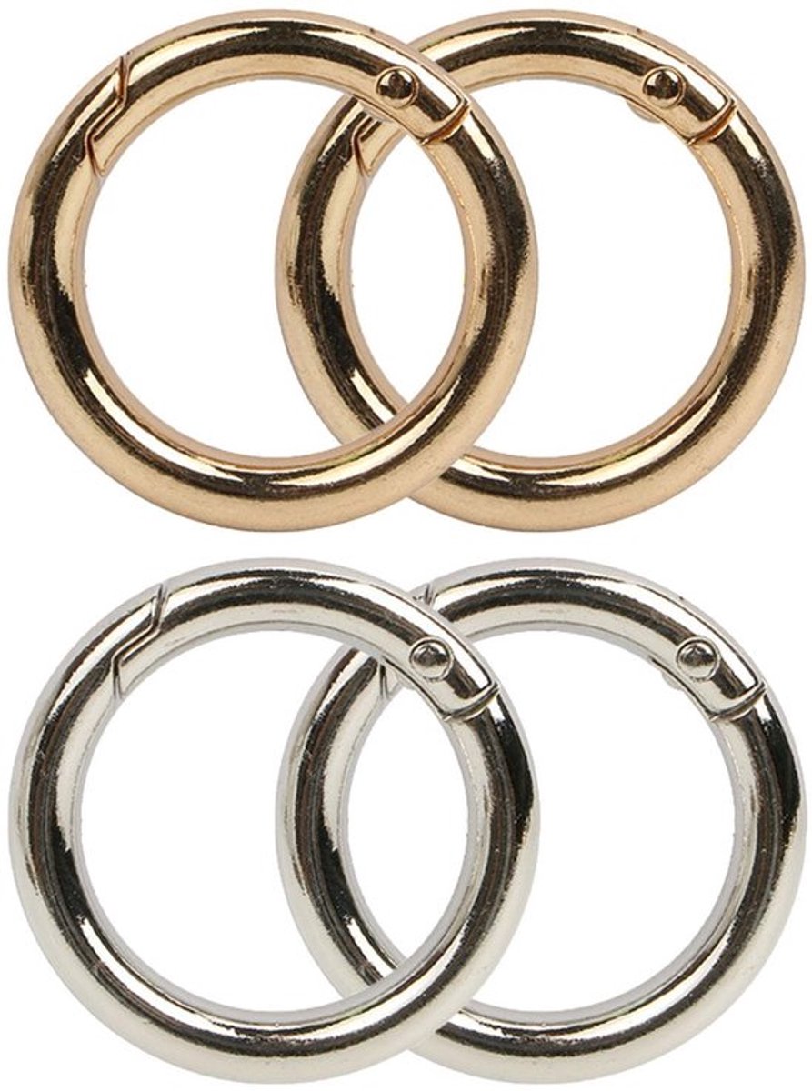 Dailygoods- Karabijnhaak Ronde - 4 Stuks - Zinklegering - Duurzaam - Aanpasbaar