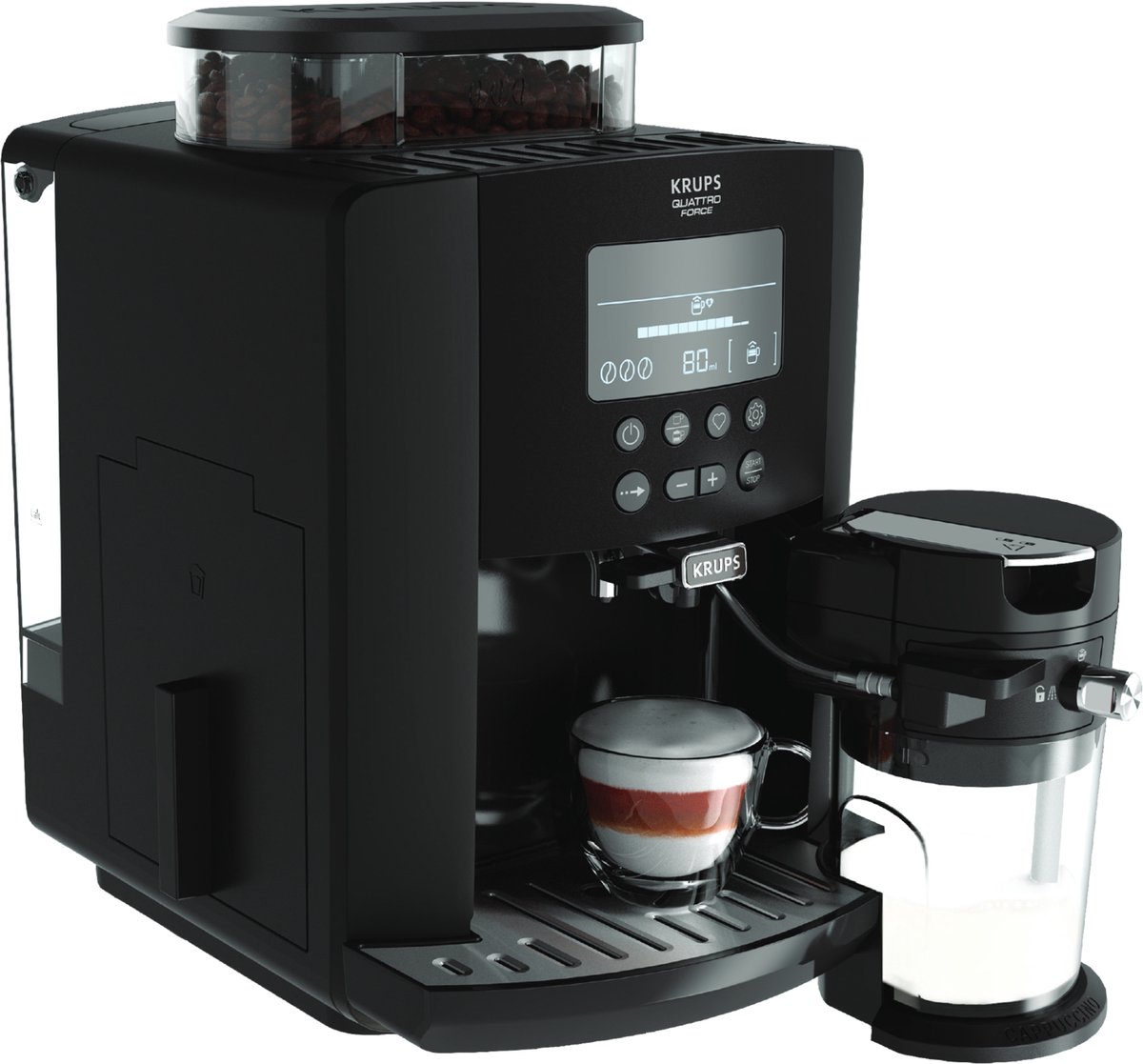 Bol.com Krups Arabica Latte EA819E - Volautomatische Espressomachine - Inclusief Melkopschuimer - Voor Latte Macchiato aanbieding