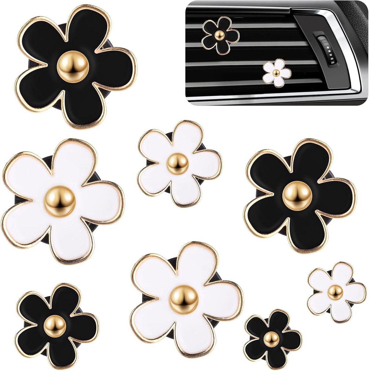 8 Stuks Madeliefjes Auto Luchtverfrisser Clip - Interieurdecoratie voor Vrouwen - Aromatherapie en Essentiële Olie Diffuser Accessoires