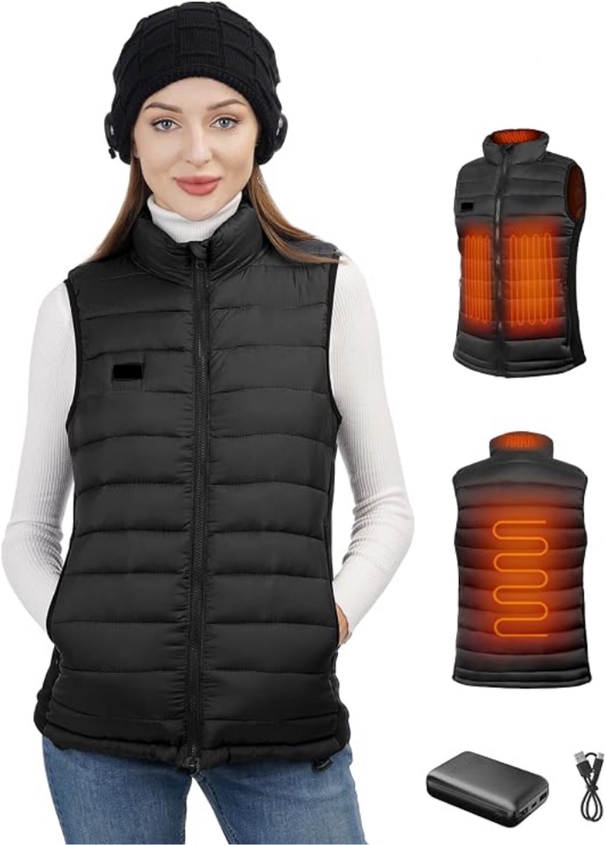 DYVNS® Verwarmd Vest Voor Dames 4 Verwarmingszones 3 Temperatuurstanden Zwart