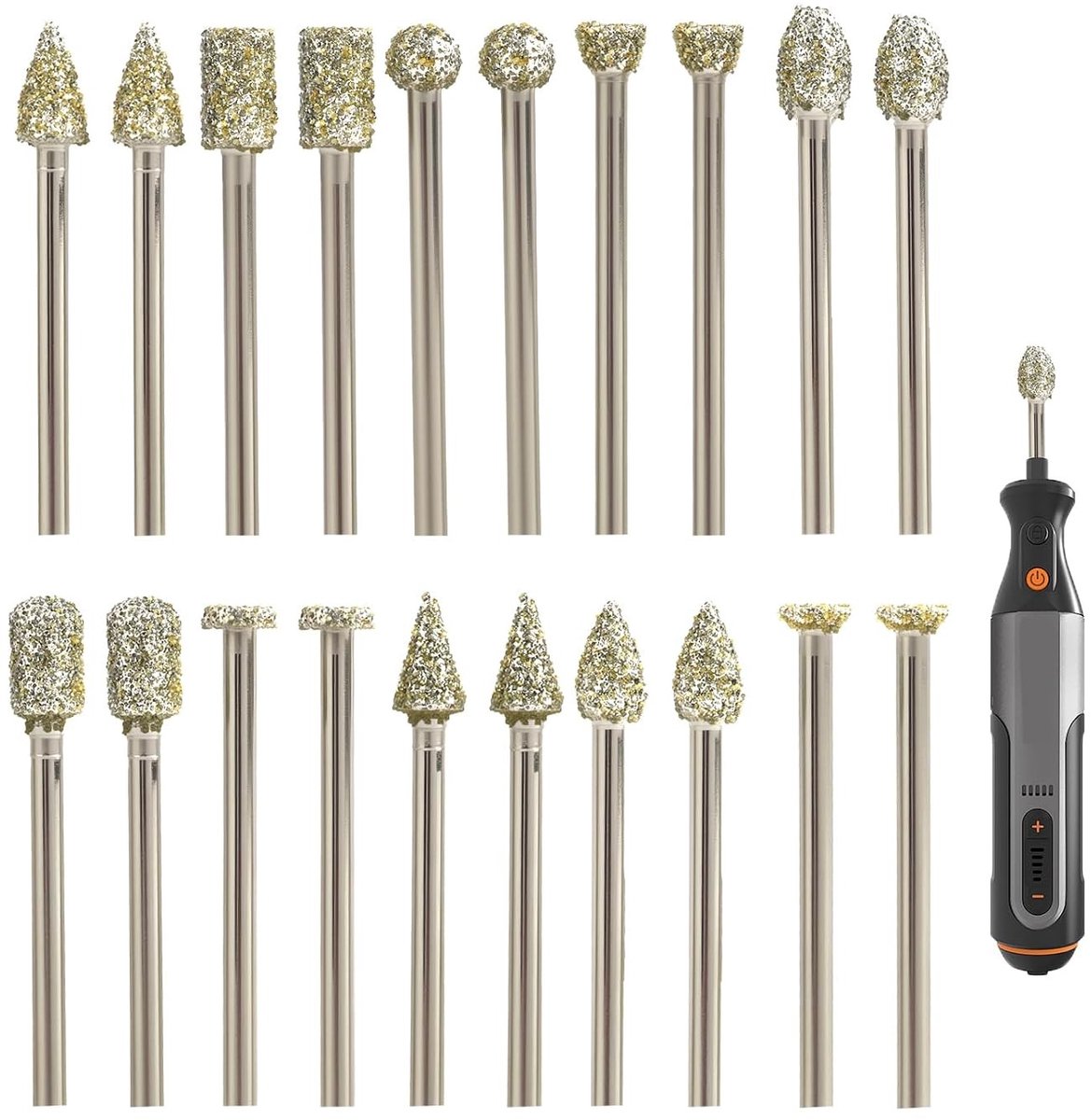 20 Stuks Diamant Frees Gereedschap Geschikt voor Dremel en Andere Rotatiemachines voor Houtsnijden, Polijsten en Keramiekbewerking