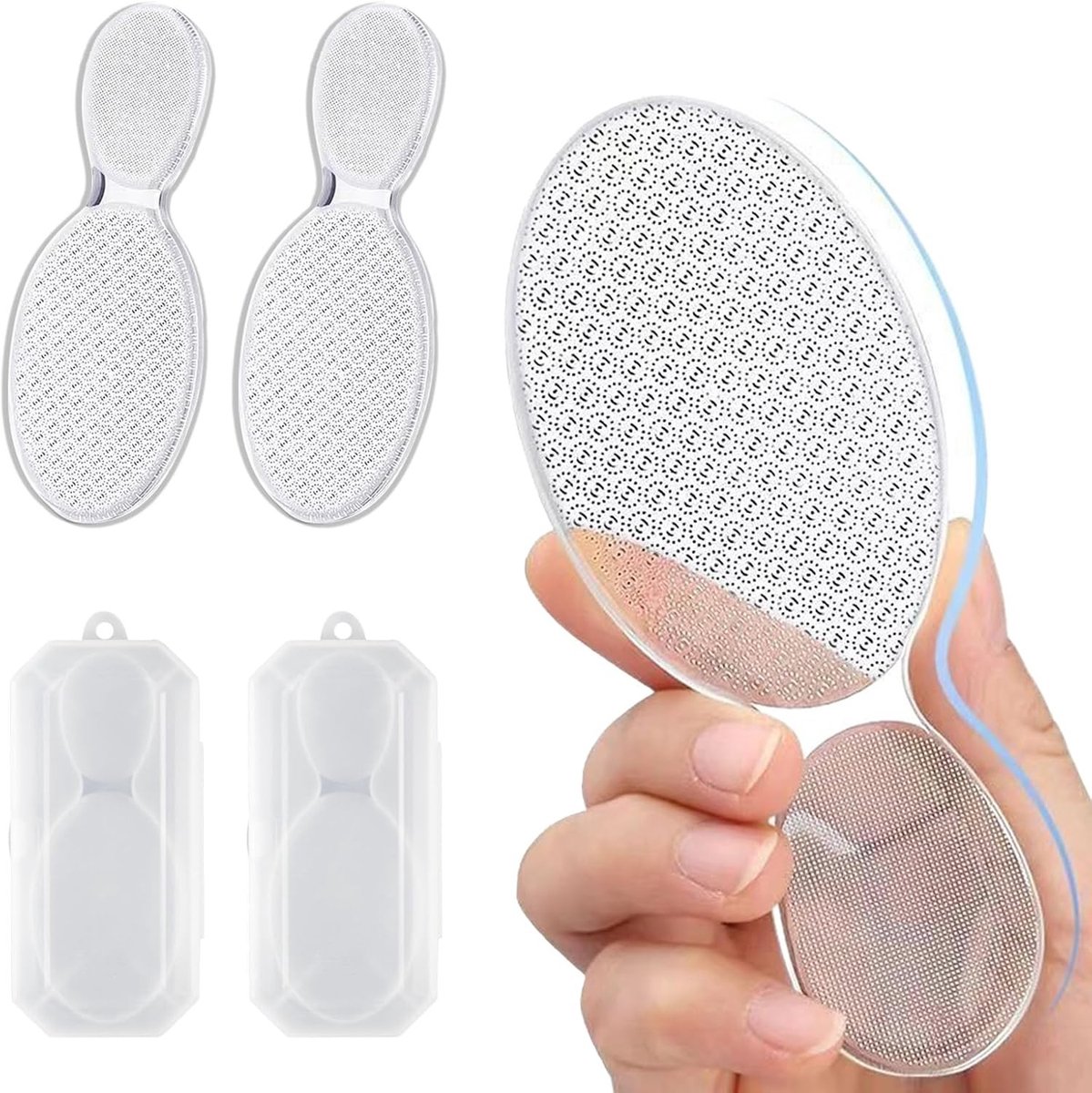 Voetvijlen van nano-glas, 2-in-1 eeltverwijderaar voor zachte voeten en verzorging, 2 stuks
