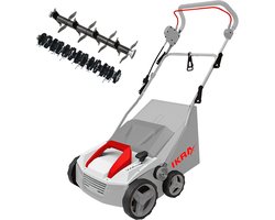 IKRA elektrische verticuteermachine en gazonbeluchter IEVL 1838, 1.800 W, werkt over een breedte van 38 cm, incl. rollen en opvangzak