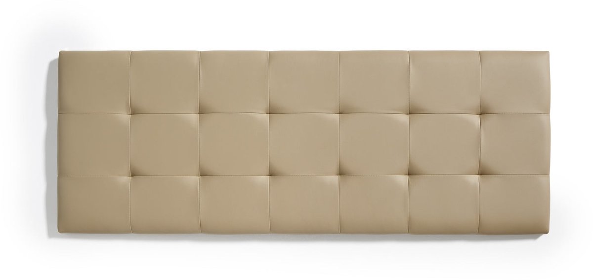 Hoofdbord 130 met vierkante capitonnage van kunstleer 152x57x5cm licht camel
