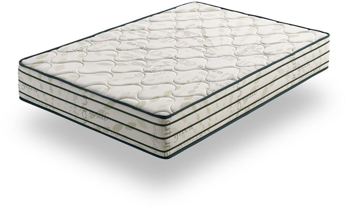 Matris Matras met verpakte veren 105x200cm Green Natura hoogte 29cm +/-2. Matris Wit en Groen