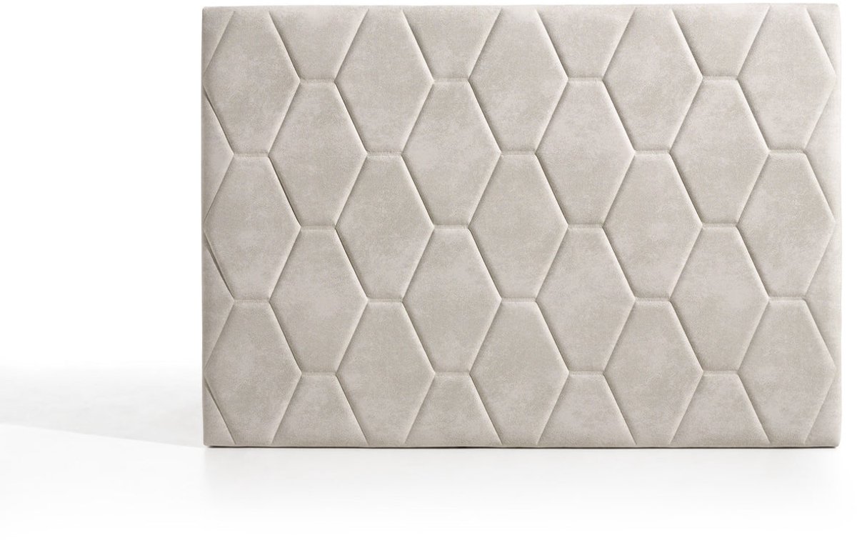 Hoofdbord Ágata voor bed van 120 van gebroken witte stof 154x115x8. Matris